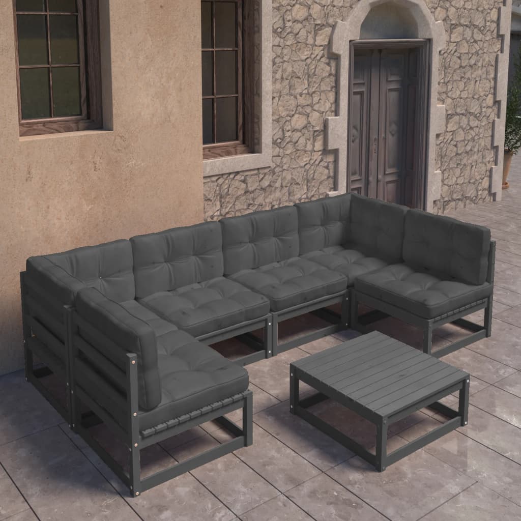 vidaXL 7-tlg. Garten-Lounge-Set Massivholz Kiefer