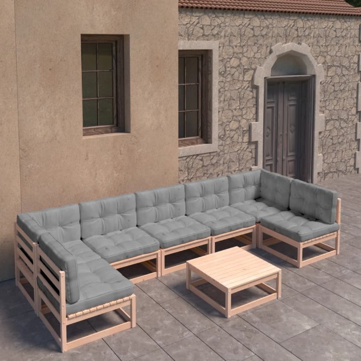 vidaXL 8-tlg. Garten-Lounge-Set Massivholz Kiefer