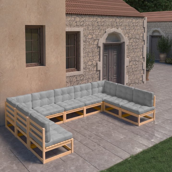 vidaXL 9-tlg. Garten-Lounge-Set Massivholz Kiefer