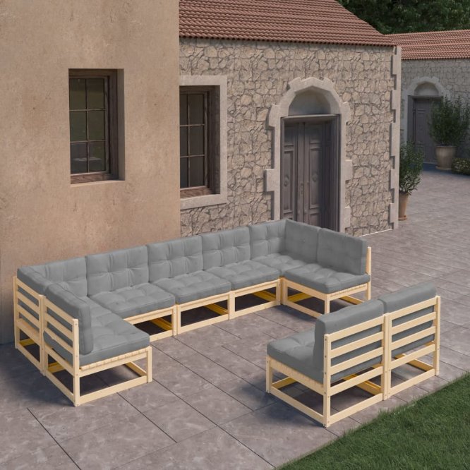 vidaXL 9-tlg. Garten-Lounge-Set Massivholz Kiefer