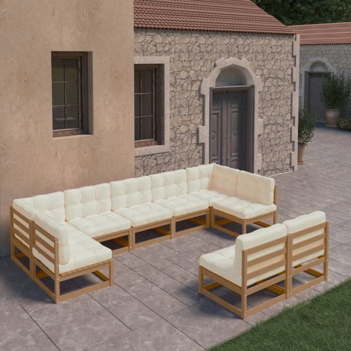 vidaXL 9-tlg. Garten-Lounge-Set Massivholz Kiefer