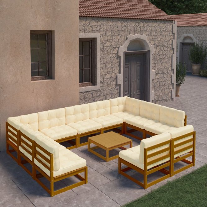 vidaXL 12-tlg. Garten-Lounge-Set Massivholz Kiefer