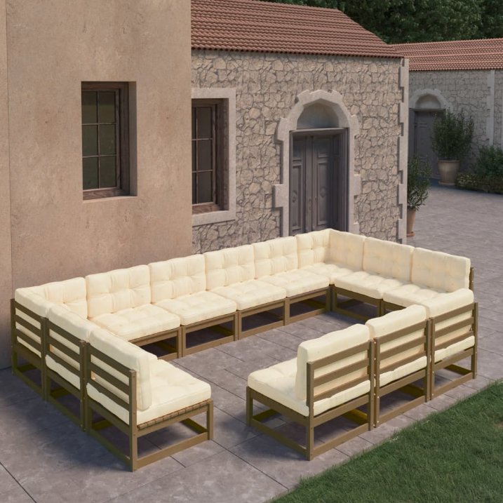 vidaXL 13-tlg. Garten-Lounge-Set Massivholz Kiefer