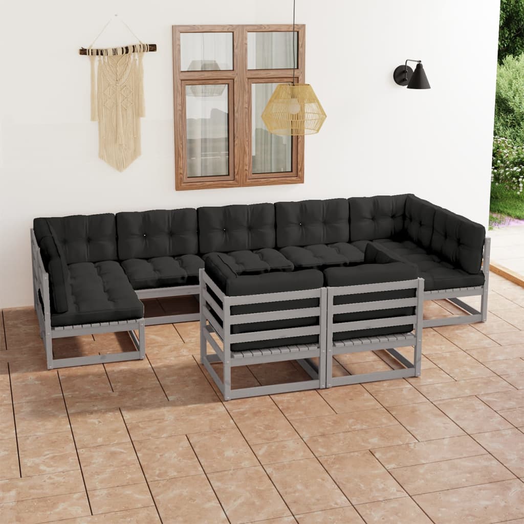 vidaXL 9-tlg. Garten-Lounge-Set Massivholz Kiefer
