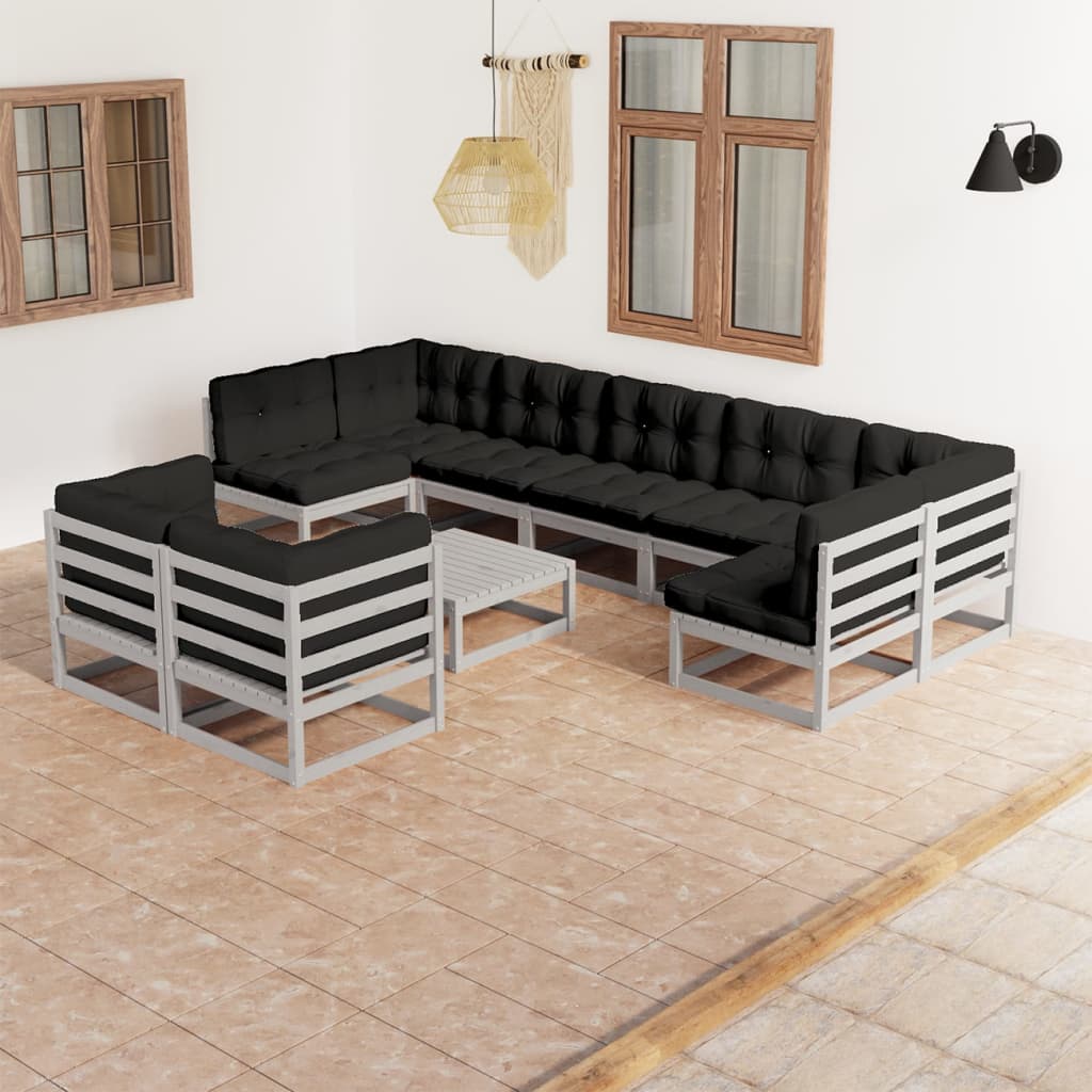 vidaXL 10-tlg. Garten-Lounge-Set Massivholz Kiefer