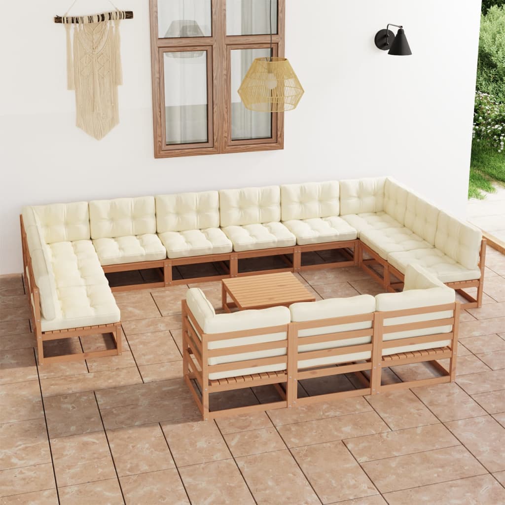 vidaXL 14-tlg. Garten-Lounge-Set Massivholz Kiefer