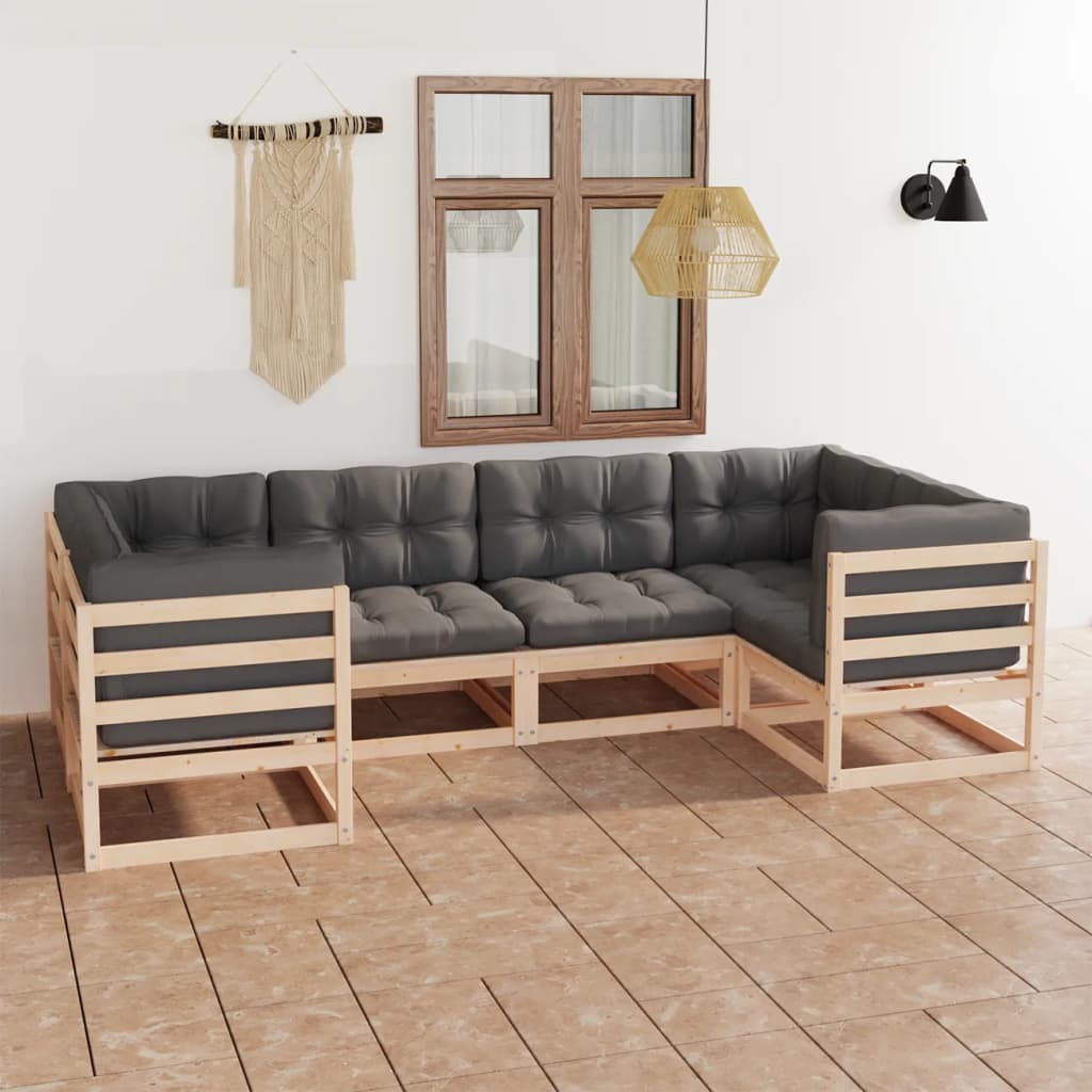 vidaXL 6-tlg. Garten-Lounge-Set Massivholz Kiefer