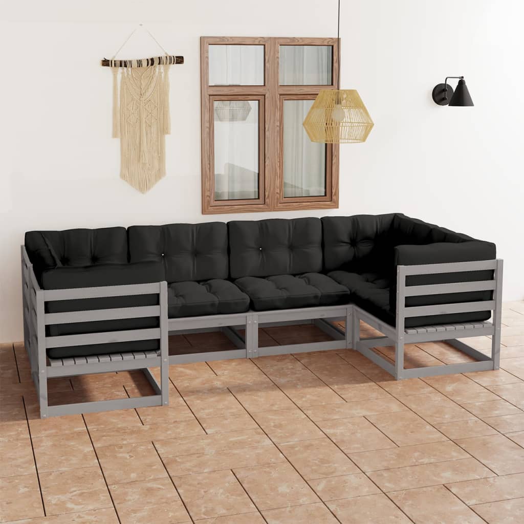 vidaXL 6-tlg. Garten-Lounge-Set Massivholz Kiefer