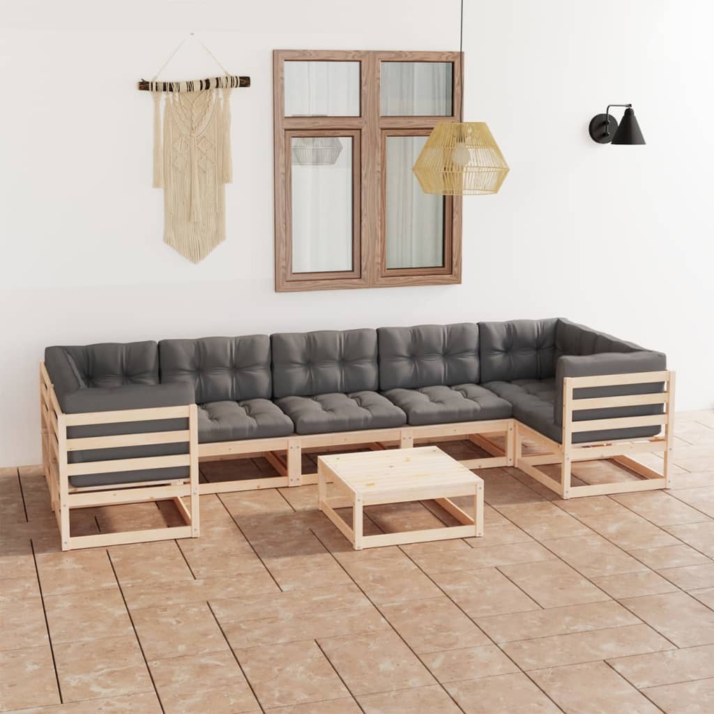vidaXL 8-tlg. Garten-Lounge-Set Massivholz Kiefer