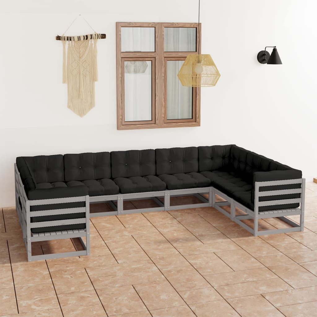 vidaXL 9-tlg. Garten-Lounge-Set Massivholz Kiefer
