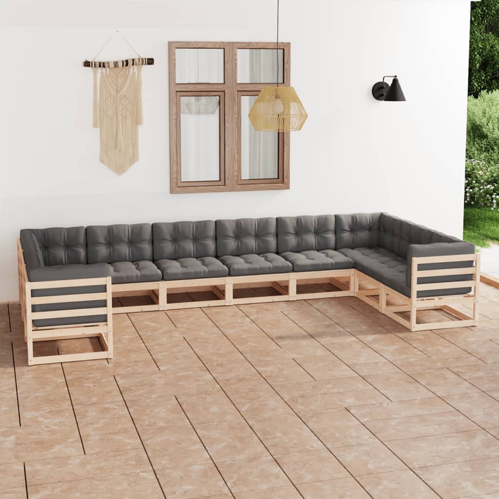 vidaXL 10-tlg. Garten-Lounge-Set Massivholz Kiefer