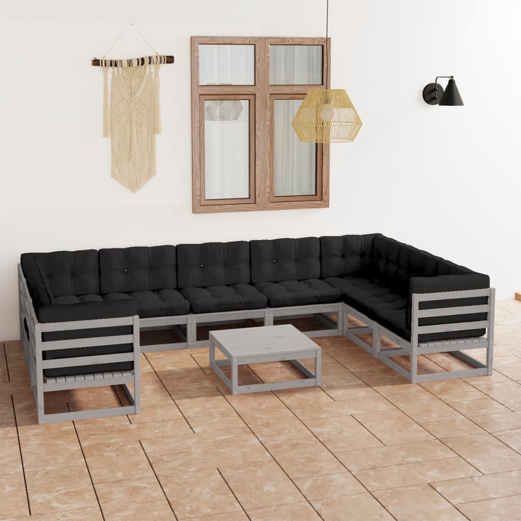 vidaXL 10-tlg. Garten-Lounge-Set Massivholz Kiefer