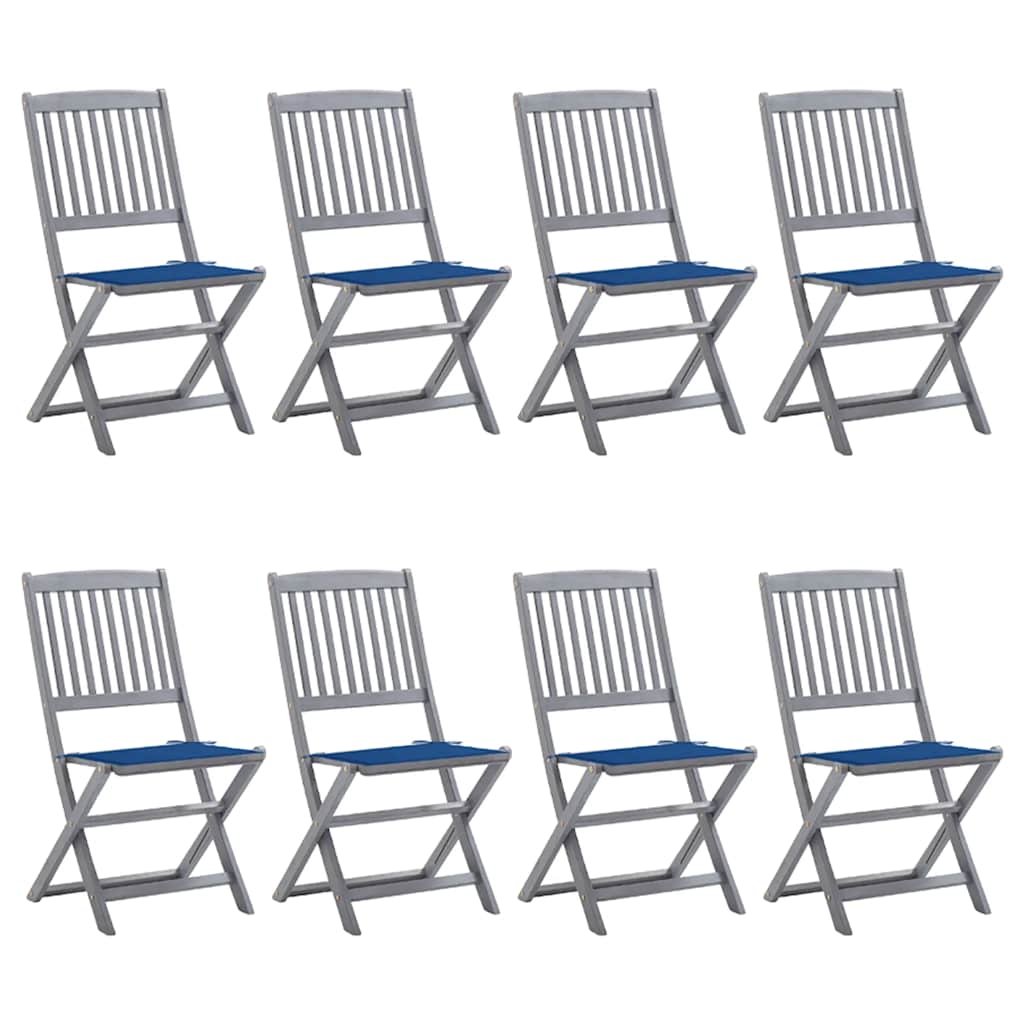 vidaXL Klappbare Gartenstühle 2 Stk. mit Kissen Massivholz Akazie