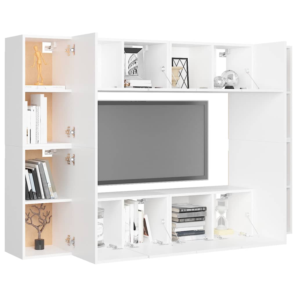 vidaXL 8-tlg. TV-Schrank-Set Weiß Holzwerkstoff