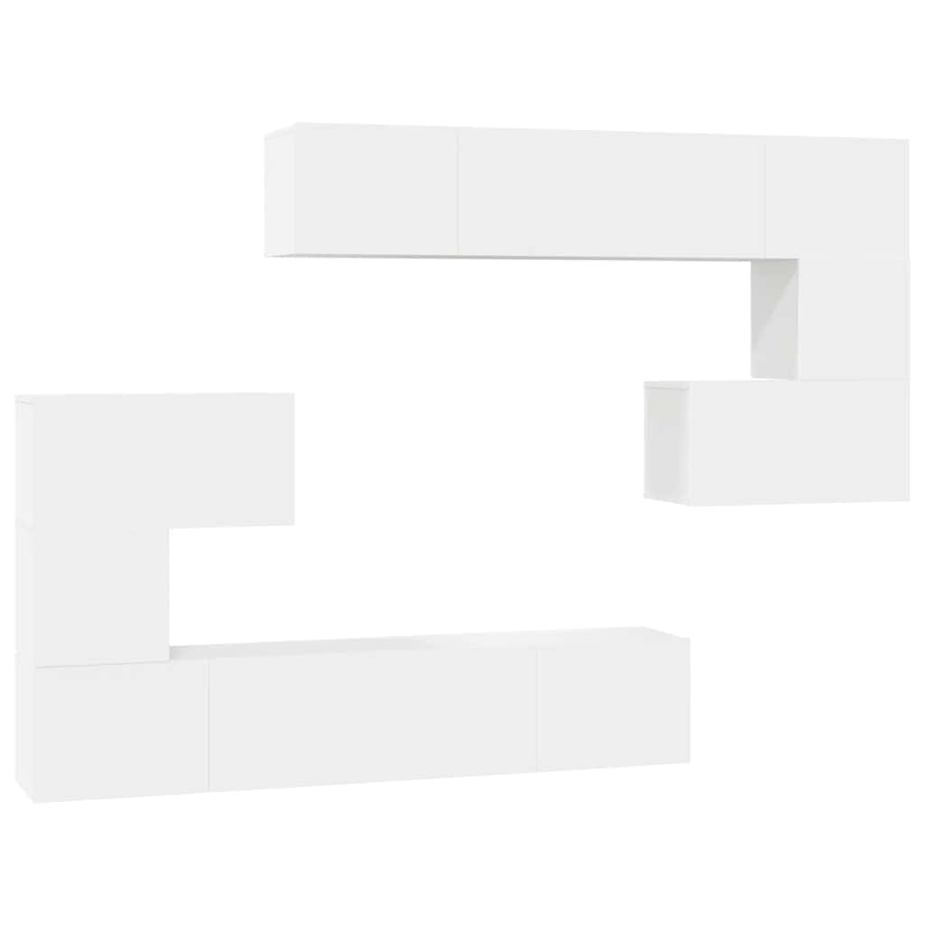 vidaXL 8-tlg. TV-Schrank-Set Weiß Holzwerkstoff