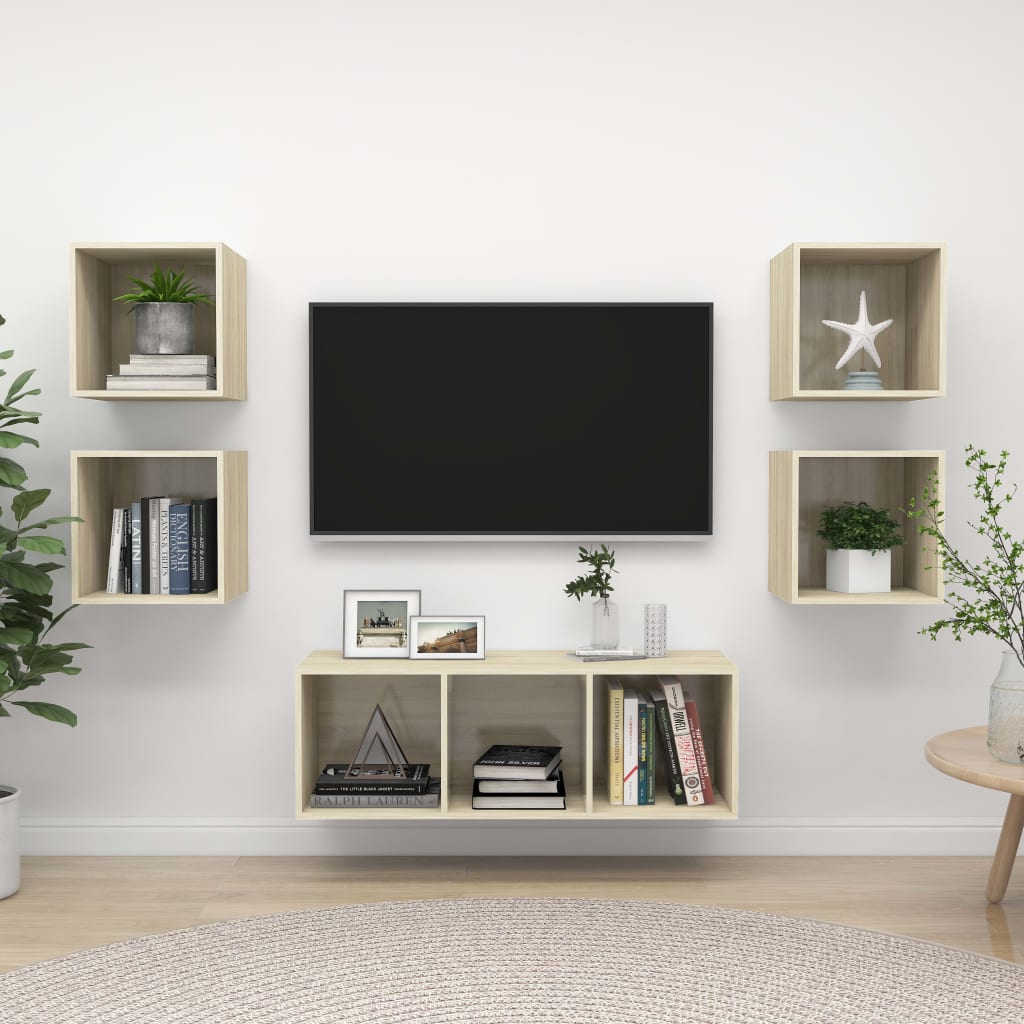 5-tlg. TV-Schrank-Set Weiß Holzwerkstoff