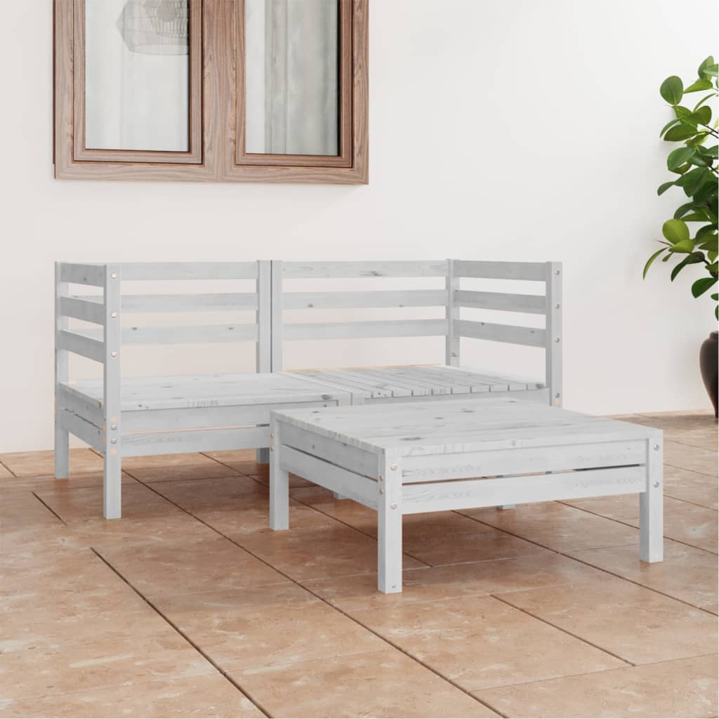 3-tlg. Garten-Lounge-Set Kiefer Massivholz