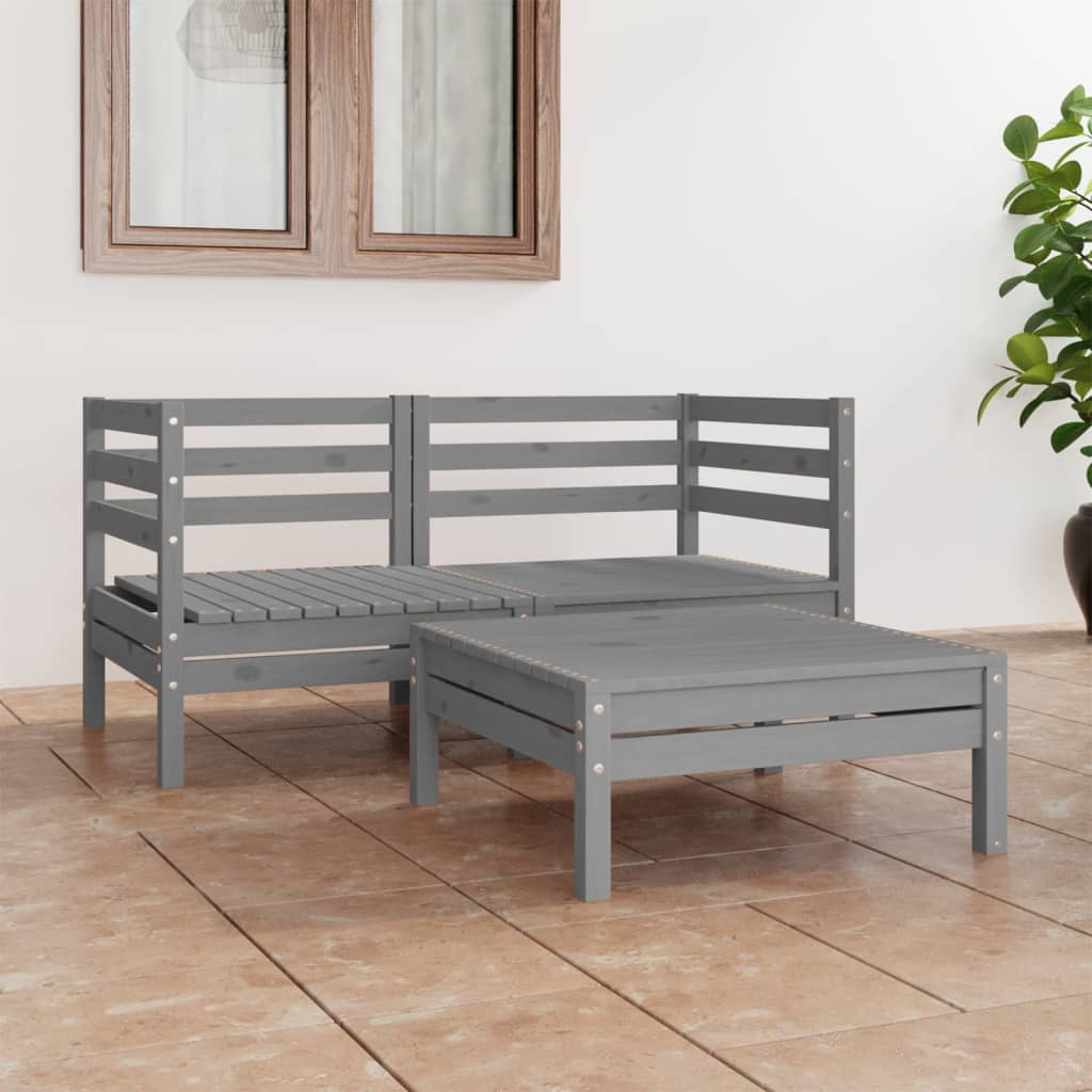 3-tlg. Garten-Lounge-Set Kiefer Massivholz