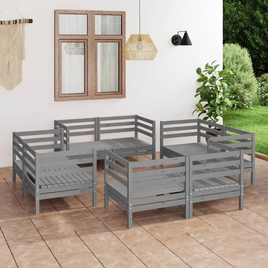 8-tlg. Garten-Lounge-Set Massivholz Kiefer