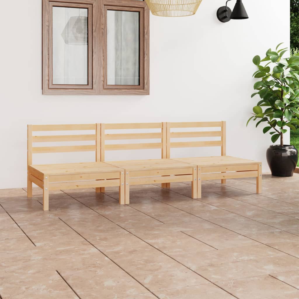 3-tlg. Garten-Lounge-Set Kiefer Massivholz