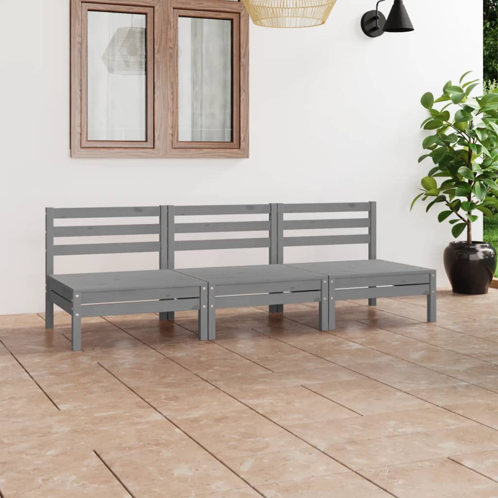 3-tlg. Garten-Lounge-Set Kiefer Massivholz