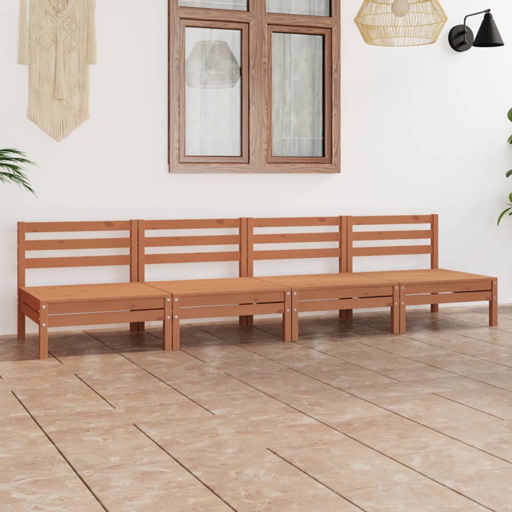 4-tlg. Garten-Lounge-Set Kiefer Massivholz
