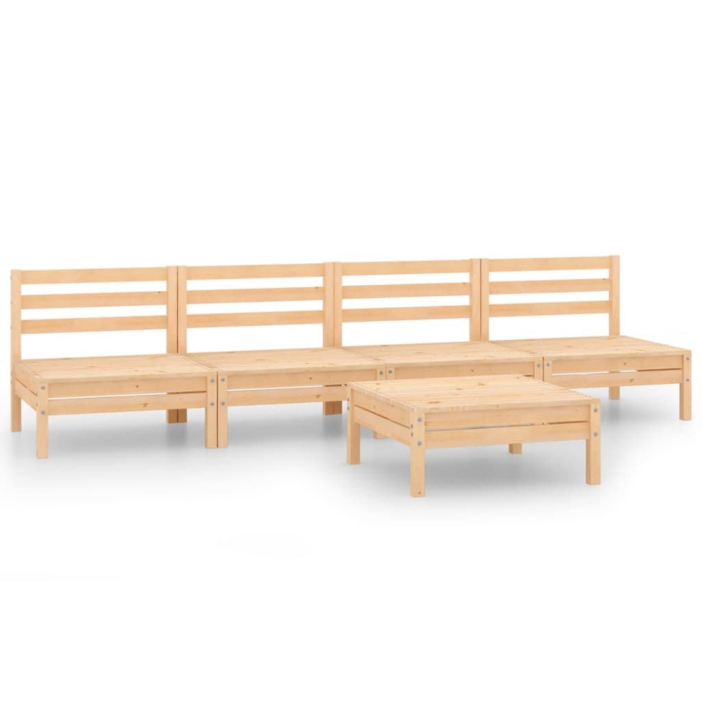 5-tlg. Garten-Lounge-Set Kiefer Massivholz