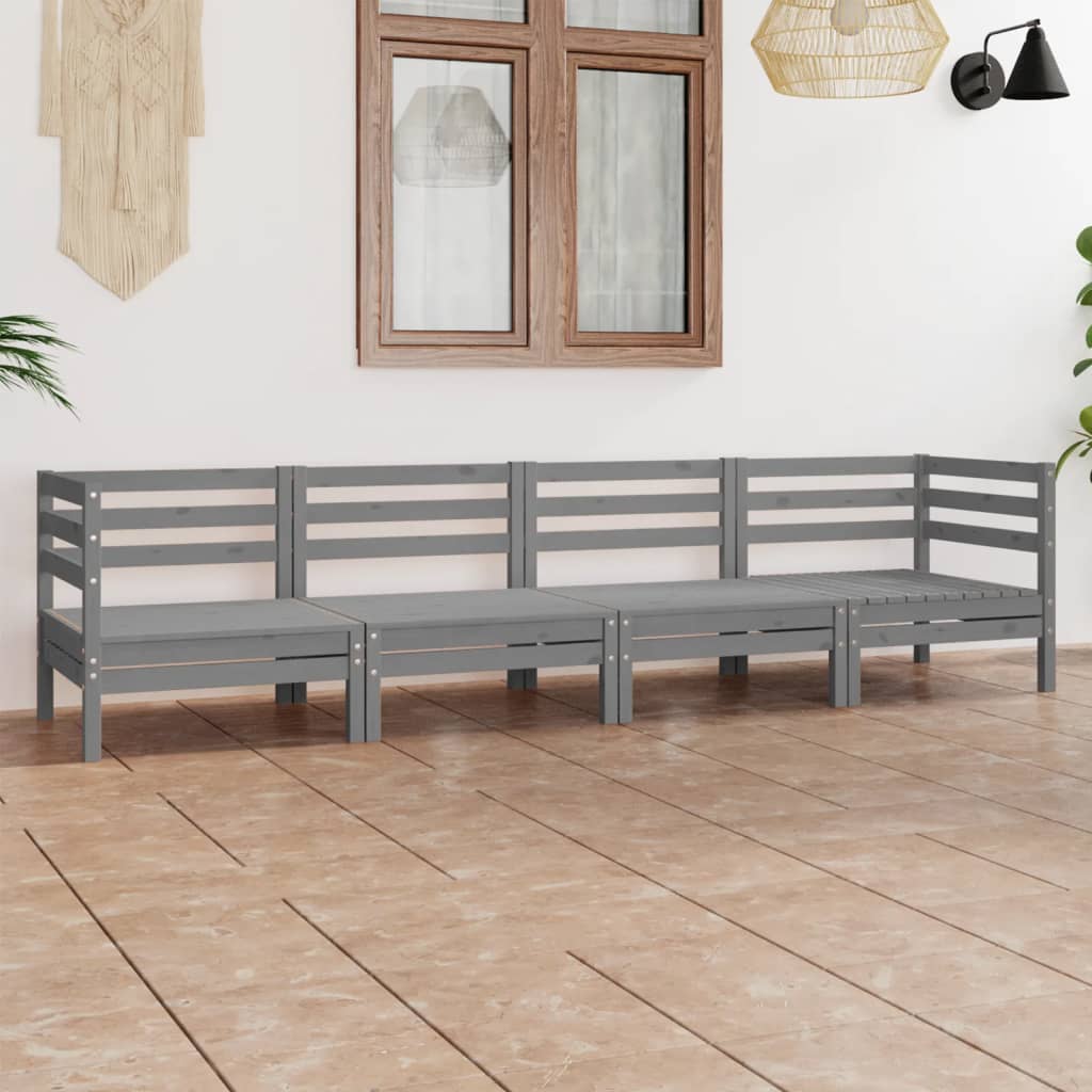 4-tlg. Garten-Lounge-Set Kiefer Massivholz