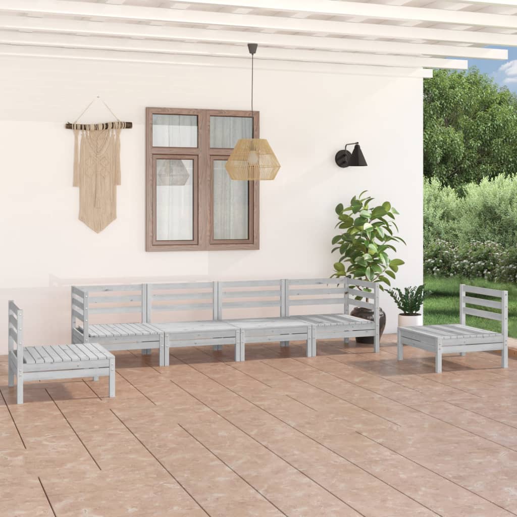 6-tlg. Garten-Lounge-Set Kiefer Massivholz