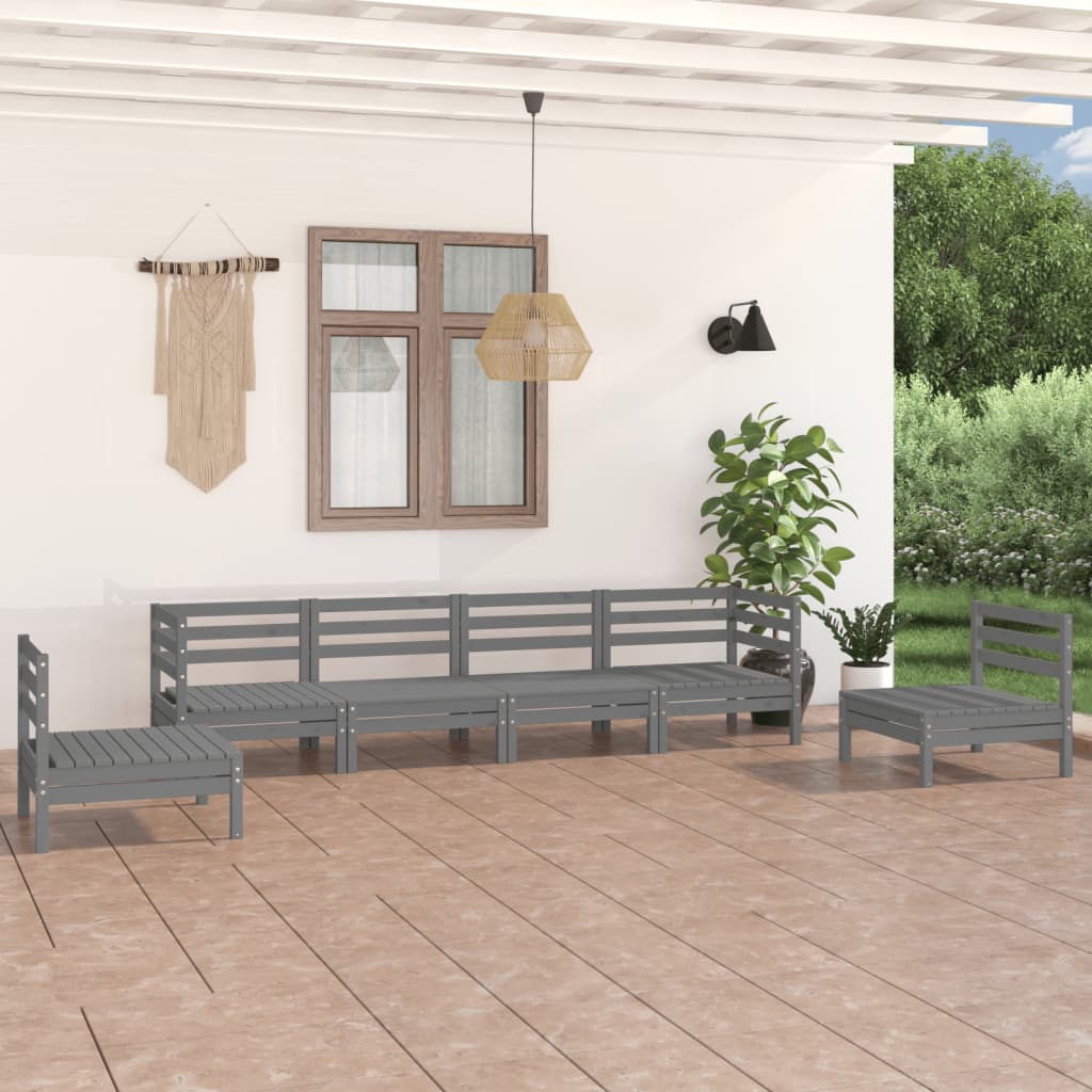 6-tlg. Garten-Lounge-Set Kiefer Massivholz