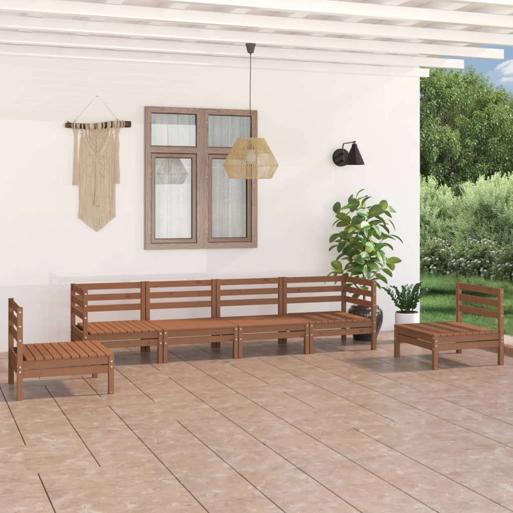 6-tlg. Garten-Lounge-Set Kiefer Massivholz