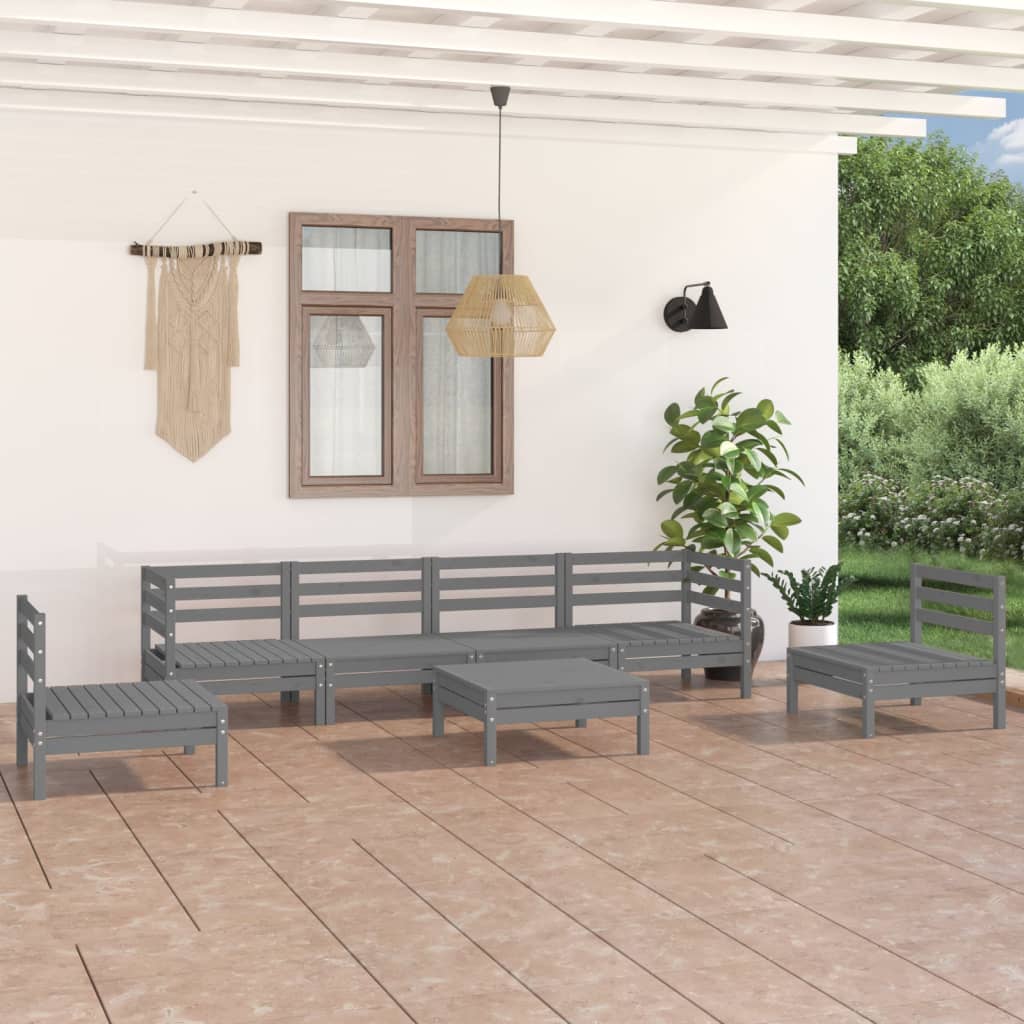 7-tlg. Garten-Lounge-Set Weiß Massivholz Kiefer