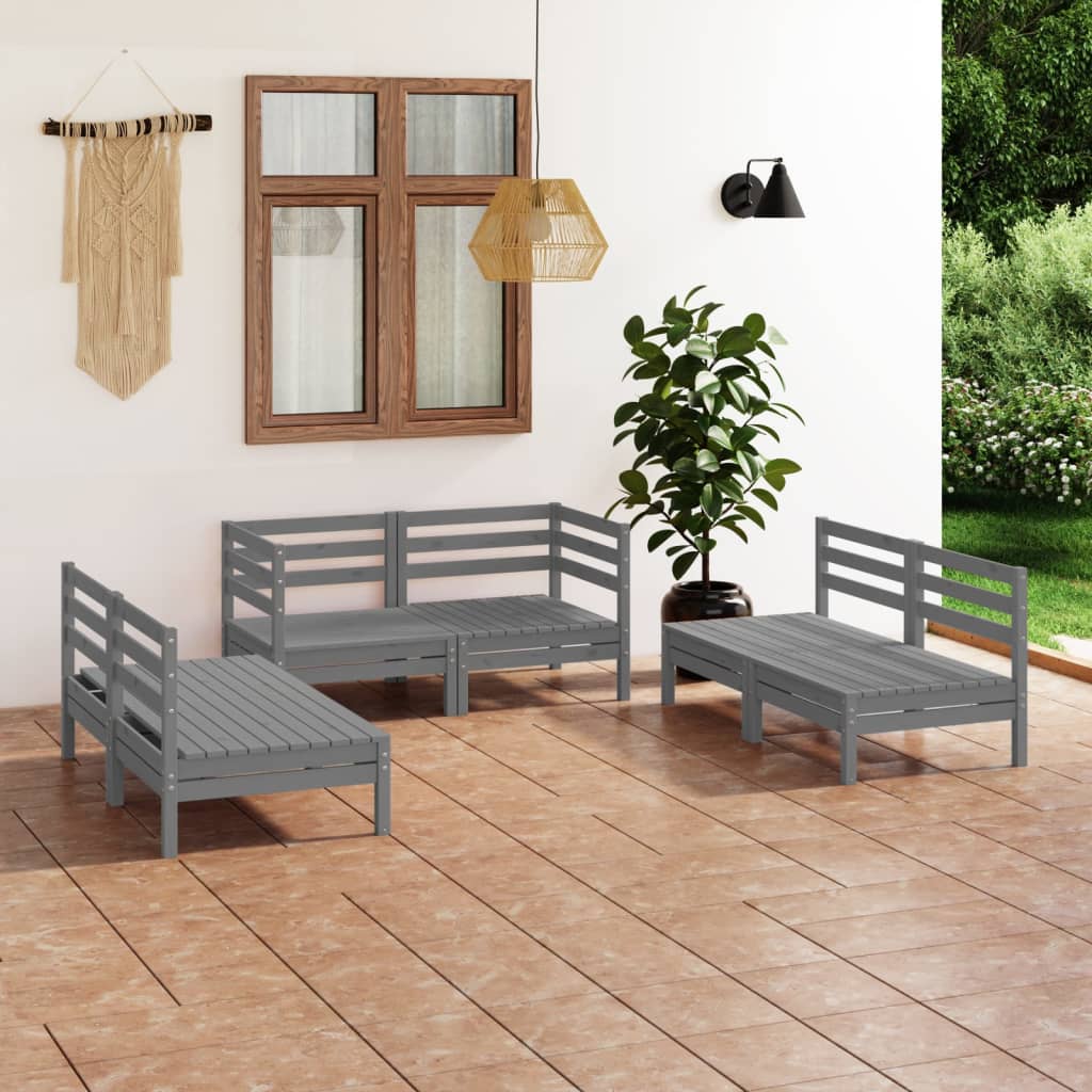 6-tlg. Garten-Lounge-Set Massivholz Kiefer