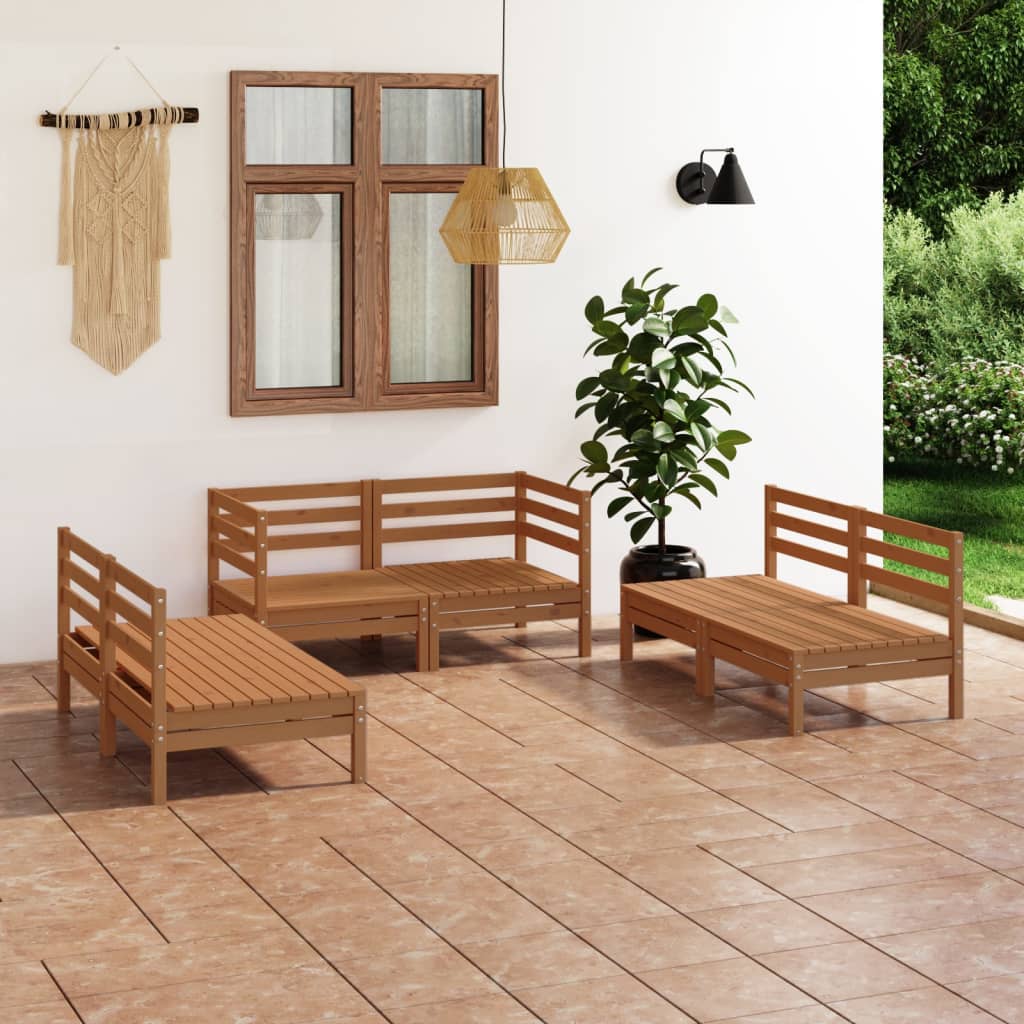 6-tlg. Garten-Lounge-Set Massivholz Kiefer