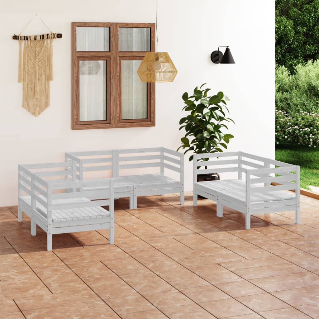 6-tlg. Garten-Lounge-Set Massivholz Kiefer