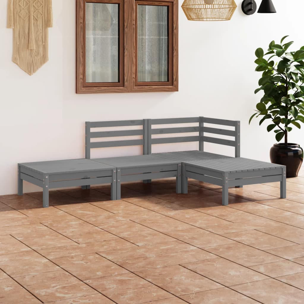 4-tlg. Garten-Lounge-Set Massivholz Kiefer