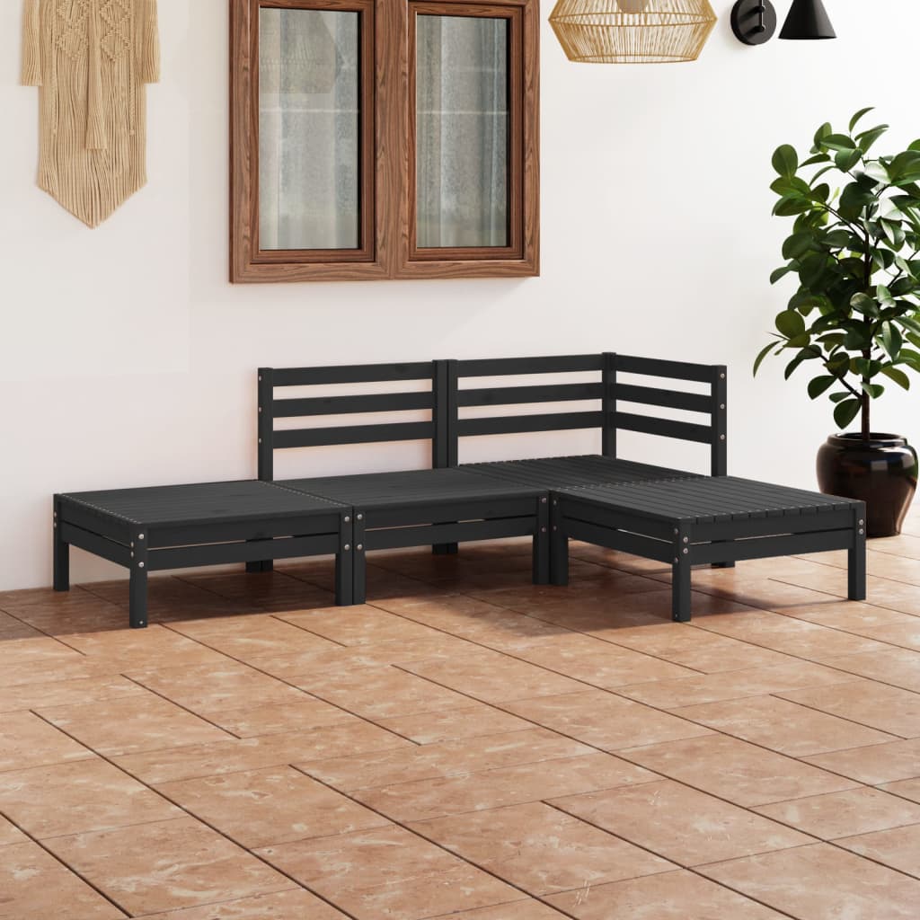 4-tlg. Garten-Lounge-Set Massivholz Kiefer