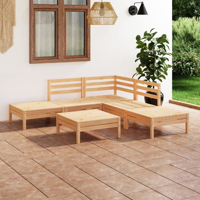 6-tlg. Garten-Lounge-Set Massivholz Kiefer
