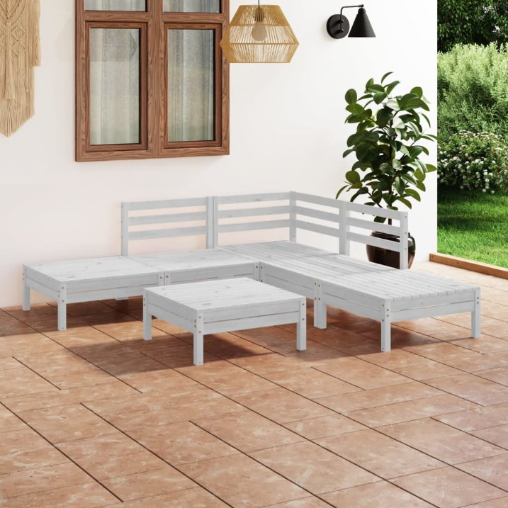 6-tlg. Garten-Lounge-Set Massivholz Kiefer