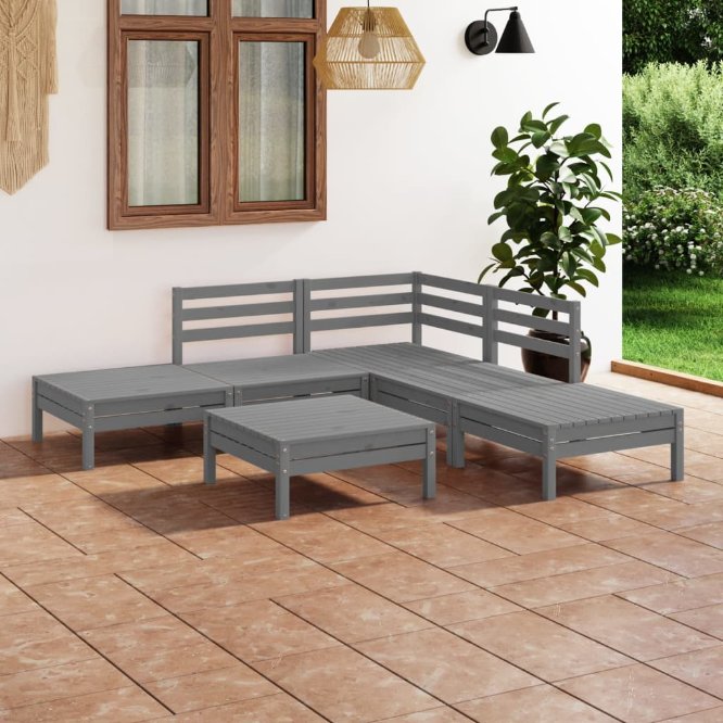 6-tlg. Garten-Lounge-Set Massivholz Kiefer