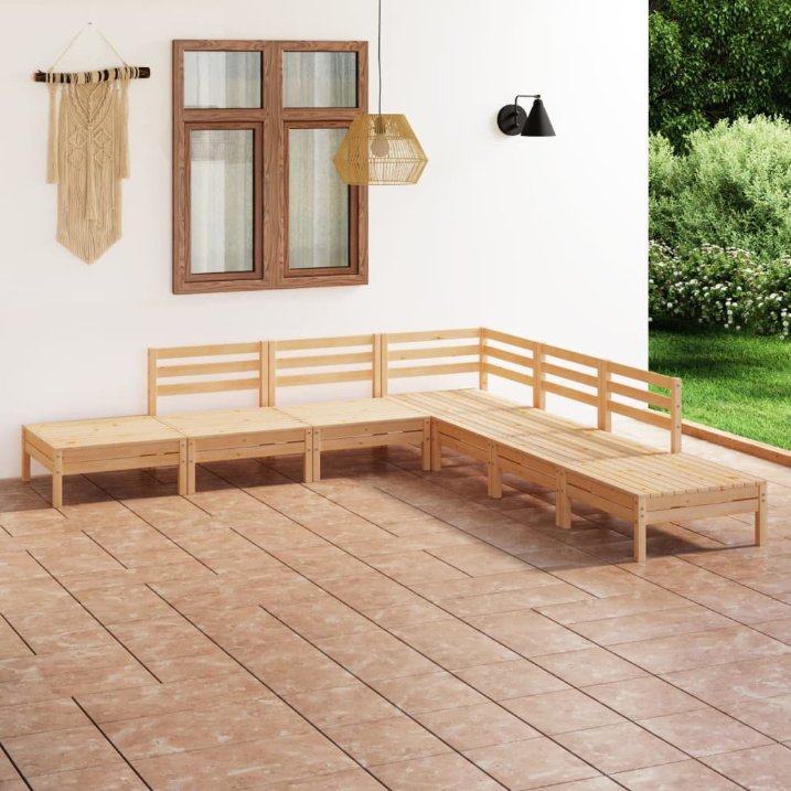 7-tlg. Garten-Lounge-Set Massivholz Kiefer