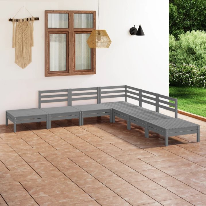 7-tlg. Garten-Lounge-Set Massivholz Kiefer