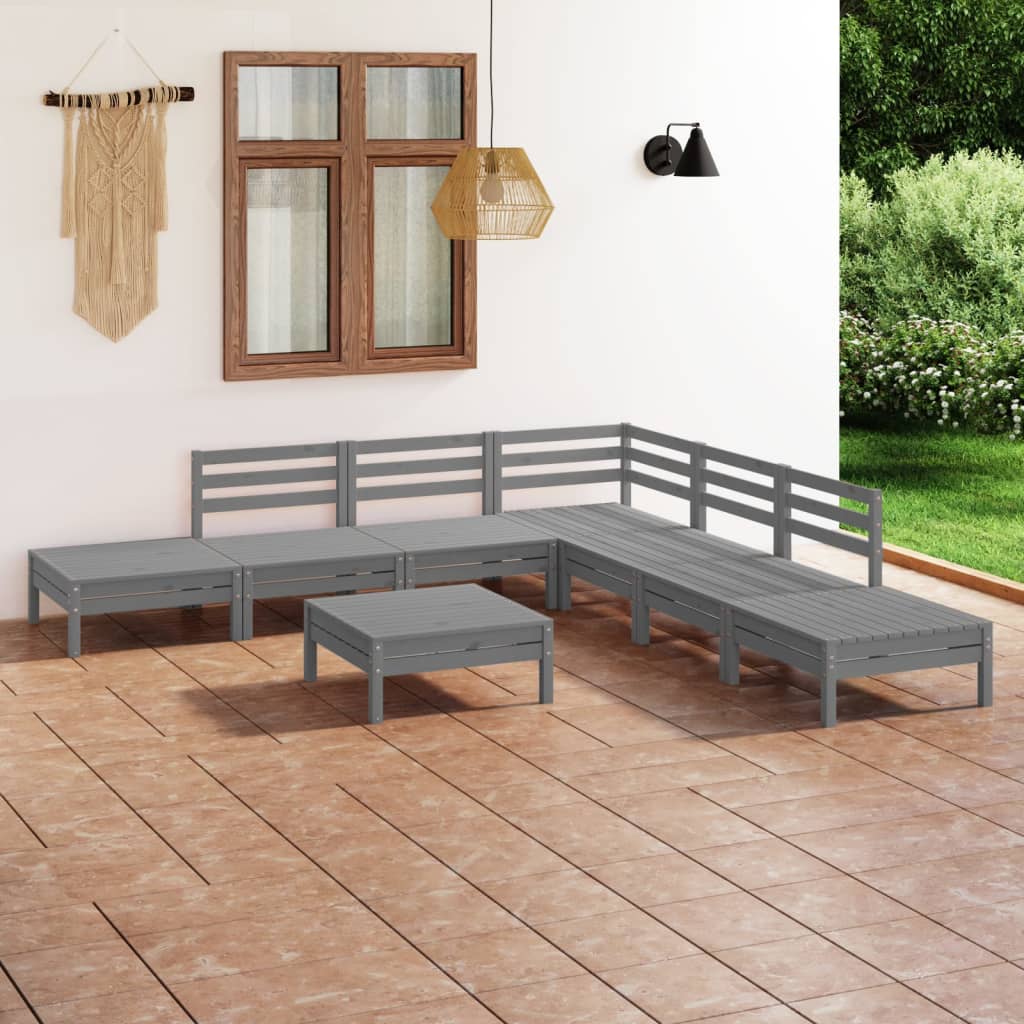 8-tlg. Garten-Lounge-Set Massivholz Kiefer