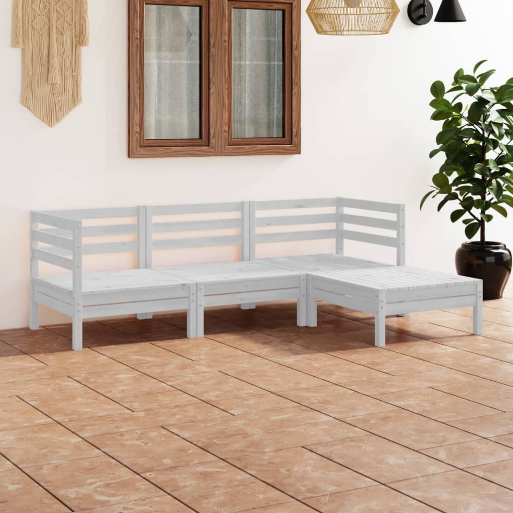 4-tlg. Garten-Lounge-Set Massivholz Kiefer
