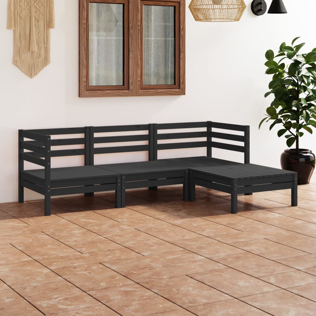 4-tlg. Garten-Lounge-Set Massivholz Kiefer