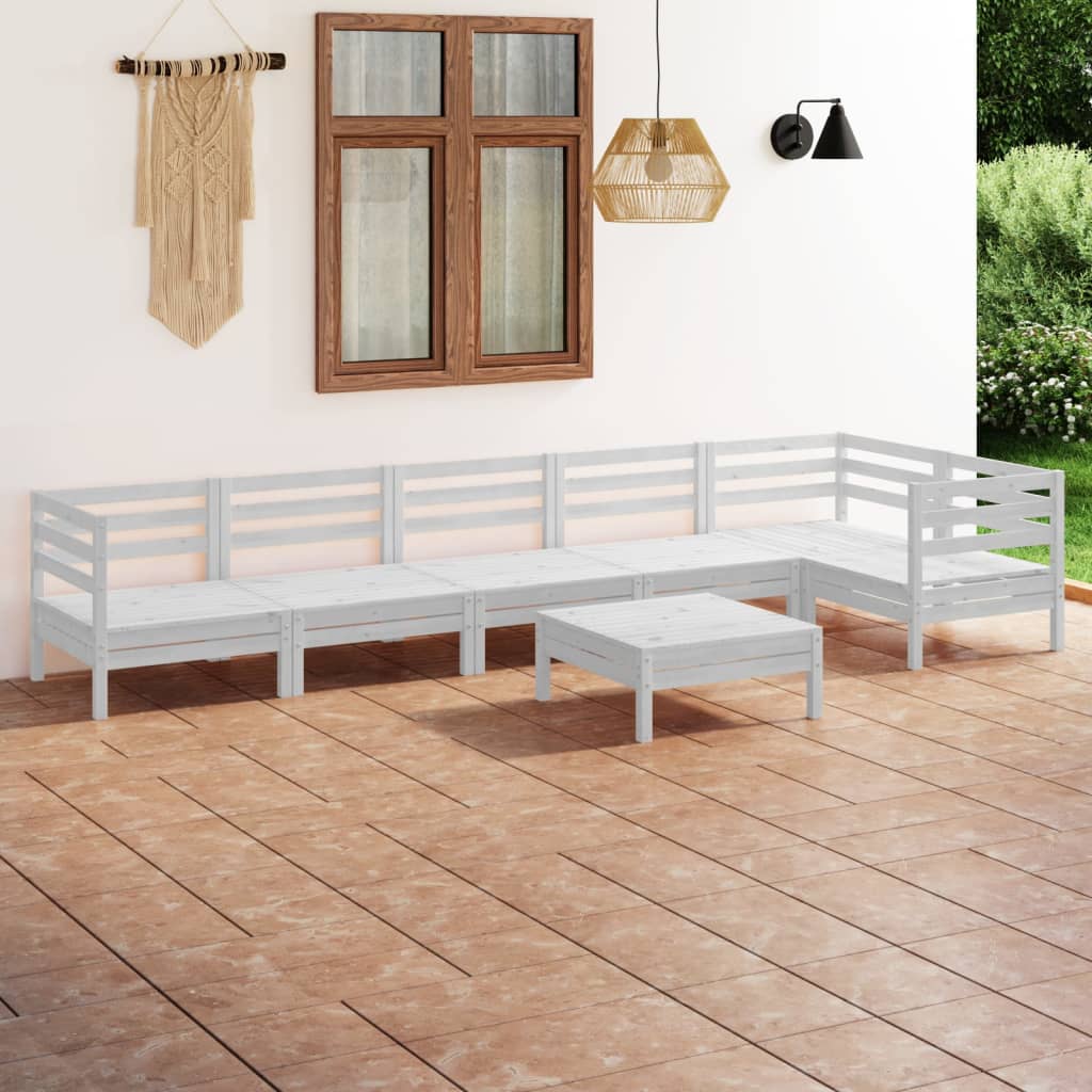 7-tlg. Garten-Lounge-Set Massivholz Kiefer Weiß