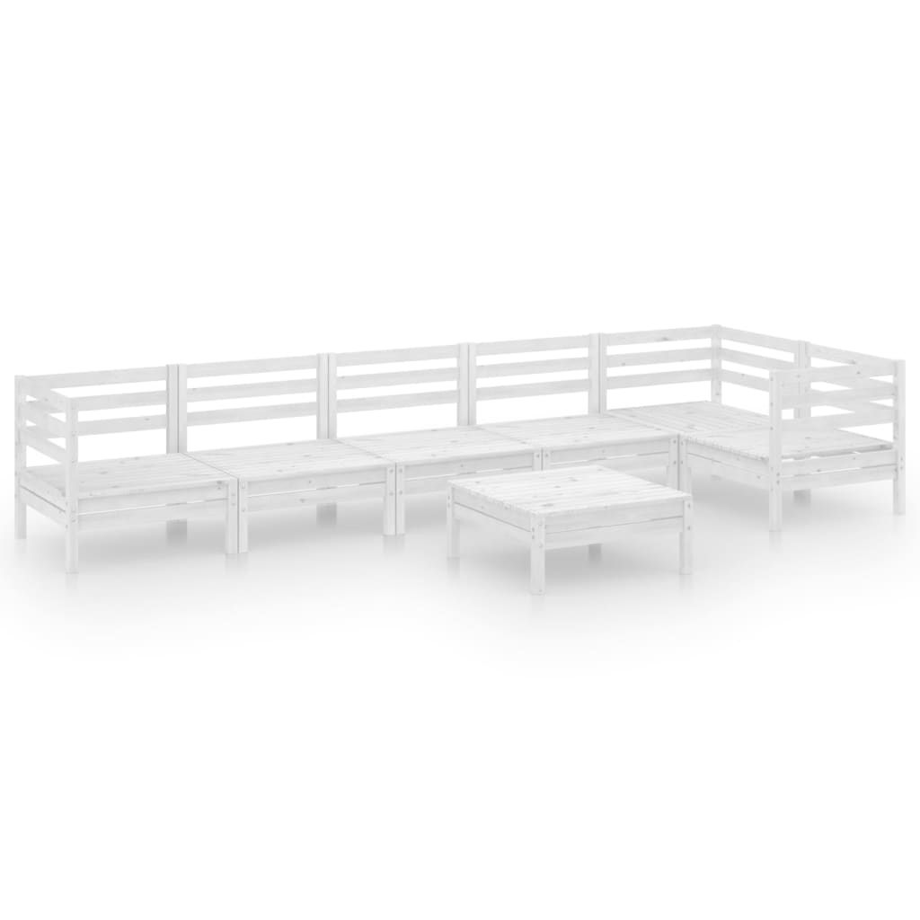 7-tlg. Garten-Lounge-Set Massivholz Kiefer Weiß