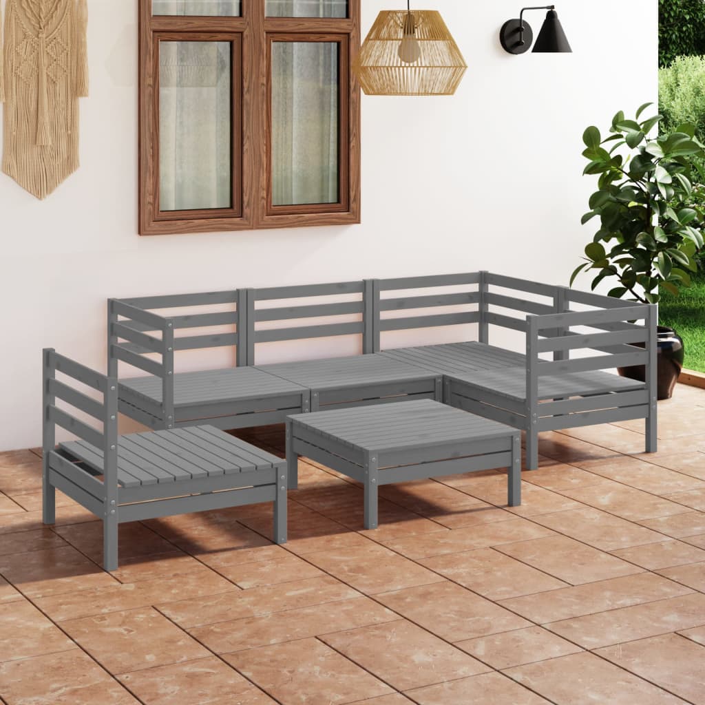 6-tlg. Garten-Lounge-Set Kiefer Massivholz