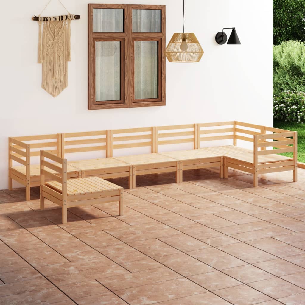 7-tlg. Garten-Lounge-Set Massivholz Kiefer
