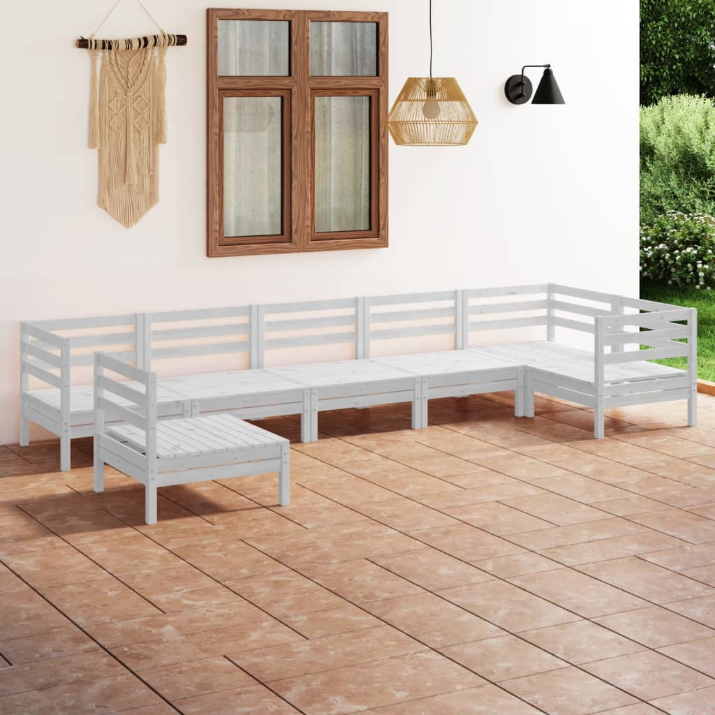 7-tlg. Garten-Lounge-Set Massivholz Kiefer